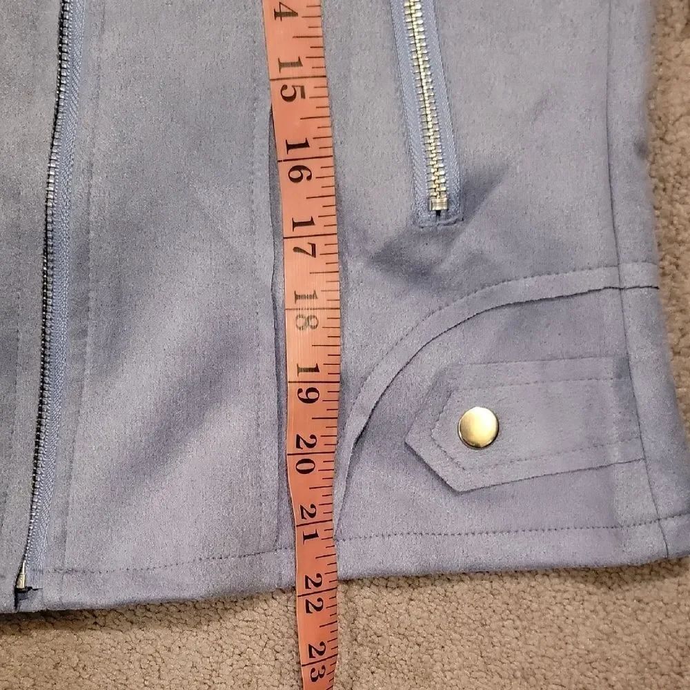 NWT Light Blue Women's Faux Suede Moto Jacket Sz L - Picture 8 of 13